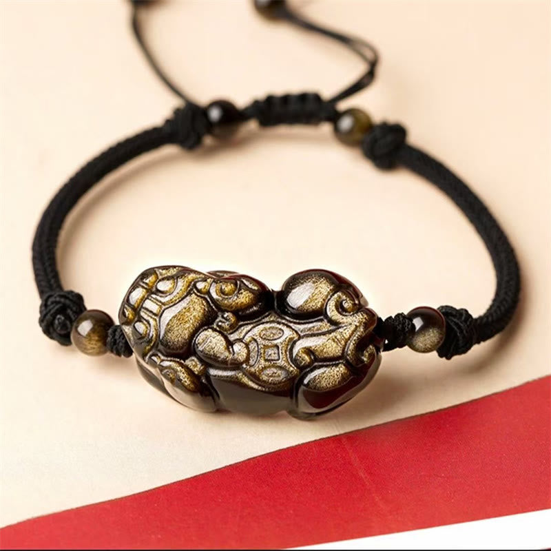 KarmaRipple's Authentic Obsidian Amethyst Citrine PiXiu Cooper Coin Wealth Bracelet p7
