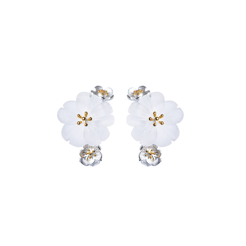 KarmaRipple's 925 Sterling Silver Plum Blossom Floral Blessing Earrings p21