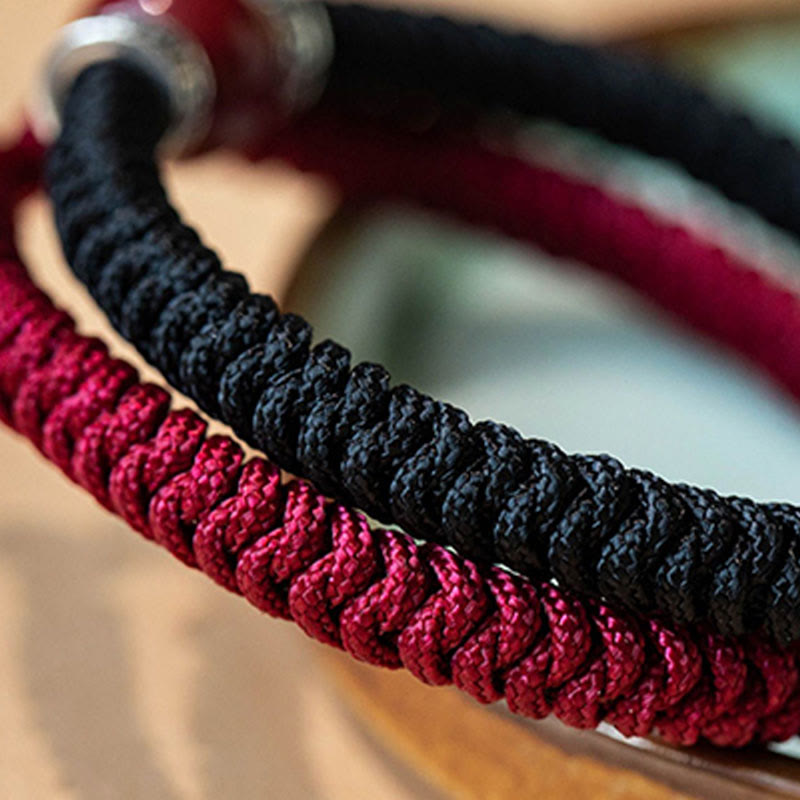 KarmaRipple's 925 Sterling Silver Authentic Cinnabar Bead Calm Handmade Woven String Bracelet p16