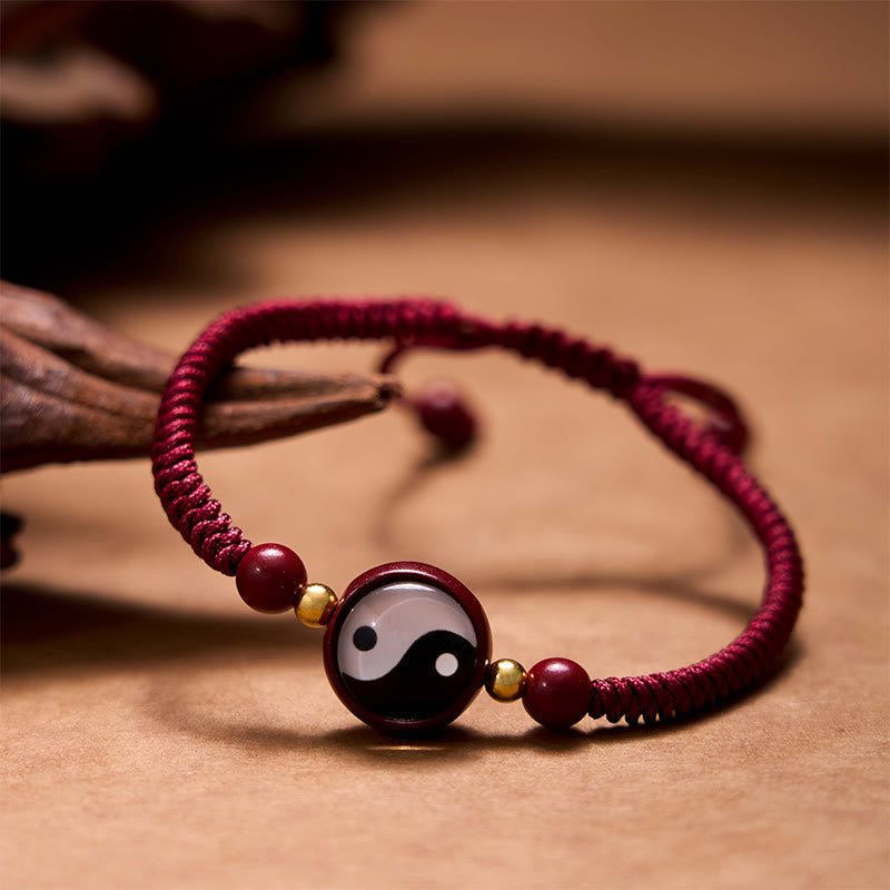 KarmaRipple's Fortunate Cinnabar Red String Yin Yang Symbol Bagua Blessing Bracelet p3