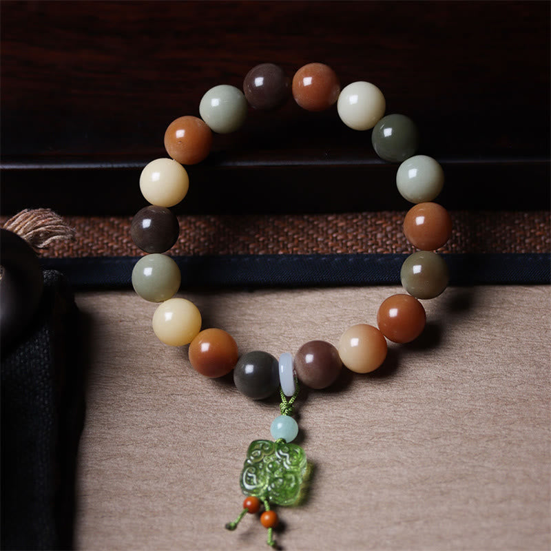 KarmaRipple's Authentic Multicolored Gradient Bodhi Seed Liuli Glass Talisman Peace Bracelet p11
