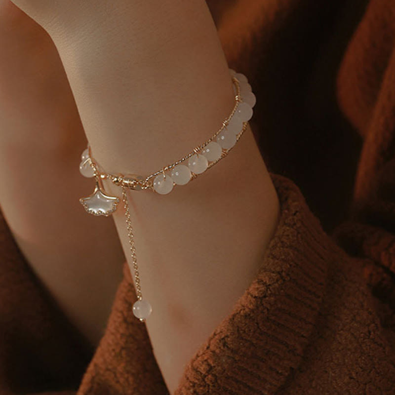 KarmaRipple's Ginkgo Leaf Jade Bead Fortune Bracelet p10