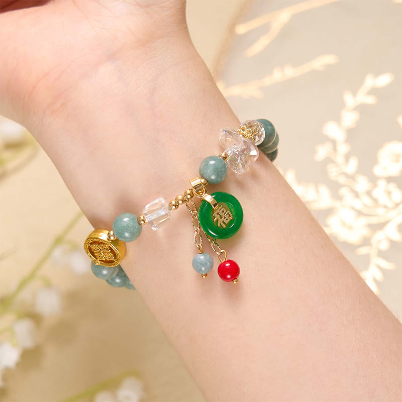 KarmaRipple's Strawberry Quartz Jade Fu Character Talisman Balancing Bracelet p9