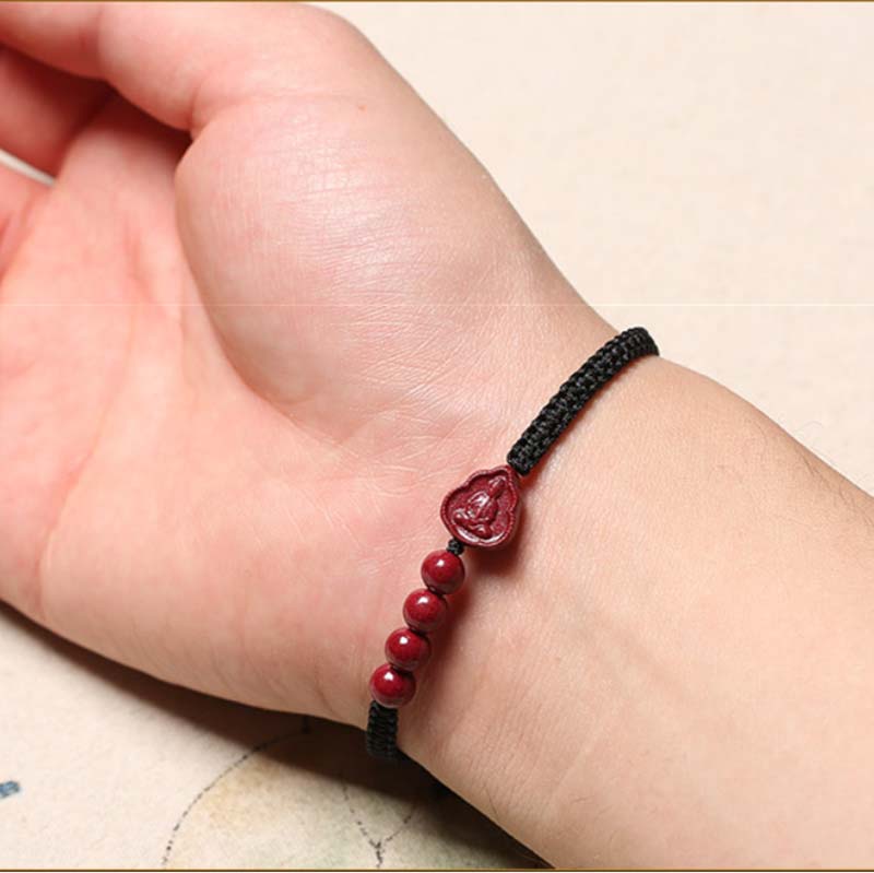KarmaRipple's Laughing Buddha Avalokitesvara Cinnabar Blessing String Bracelet p6