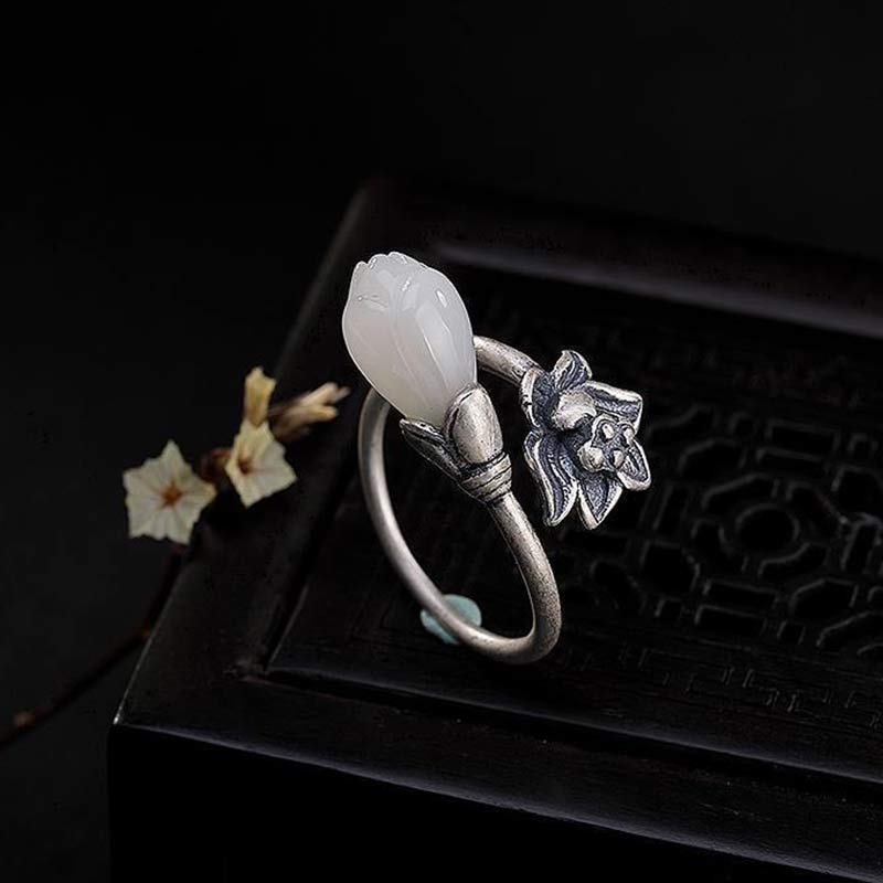 KarmaRipple's Jade Lotus Bronze Balance Balancing Adjustable Ring p8