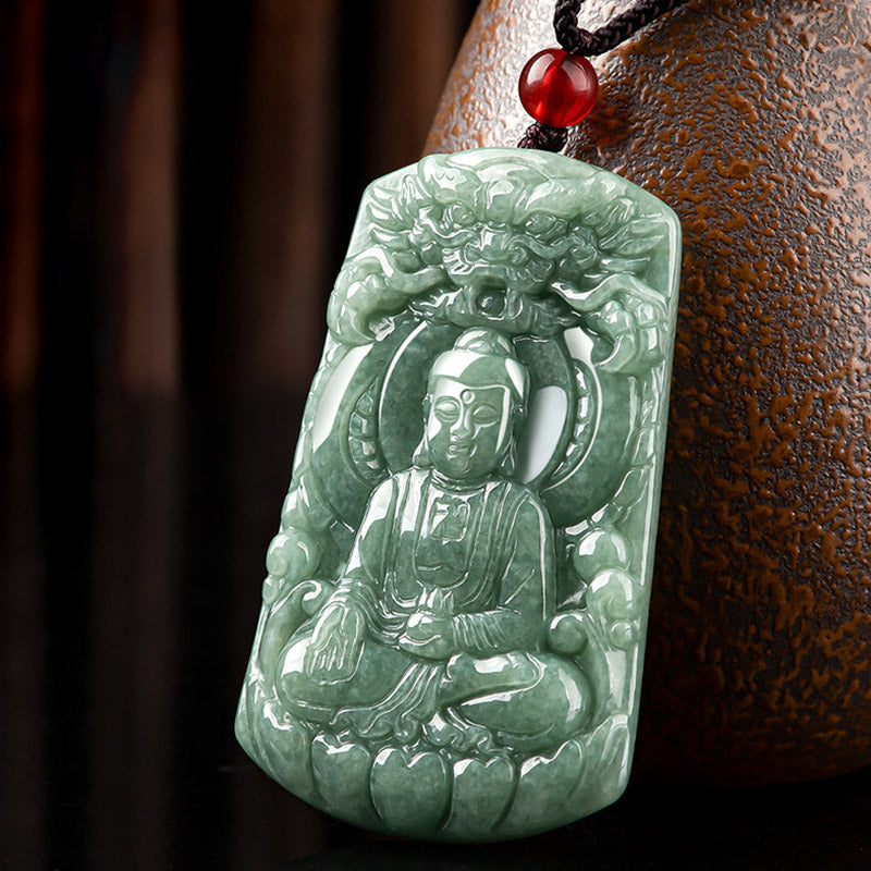 KarmaRipple's Tathagata Buddha Dragon Jade Amulet Serenity String Pendant p8