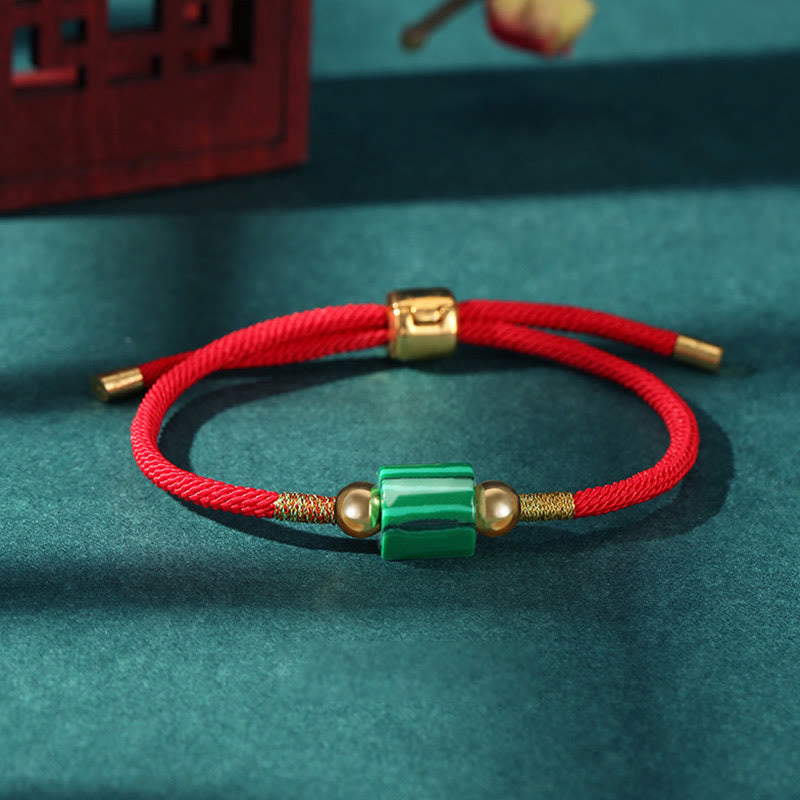 KarmaRipple's Tibet Handmade Green Aventurine Red Stone Malachite Fortune Protection Woven Rope Bracelet p25