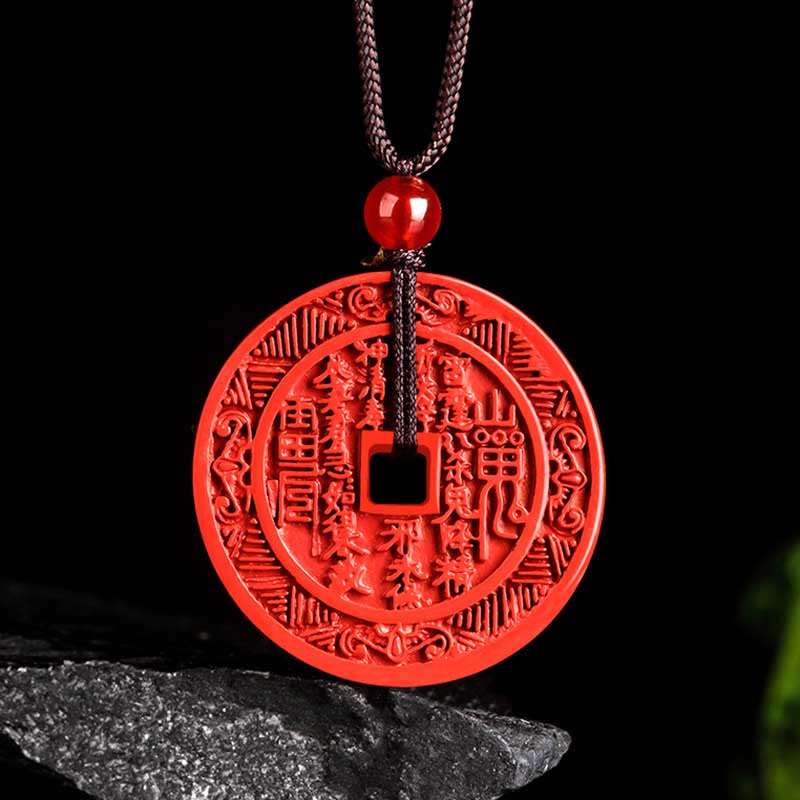 KarmaRipple's Authentic Cinnabar Mountain Ghosts Spend Money Bagua Design Blessing Pendant Necklace p1