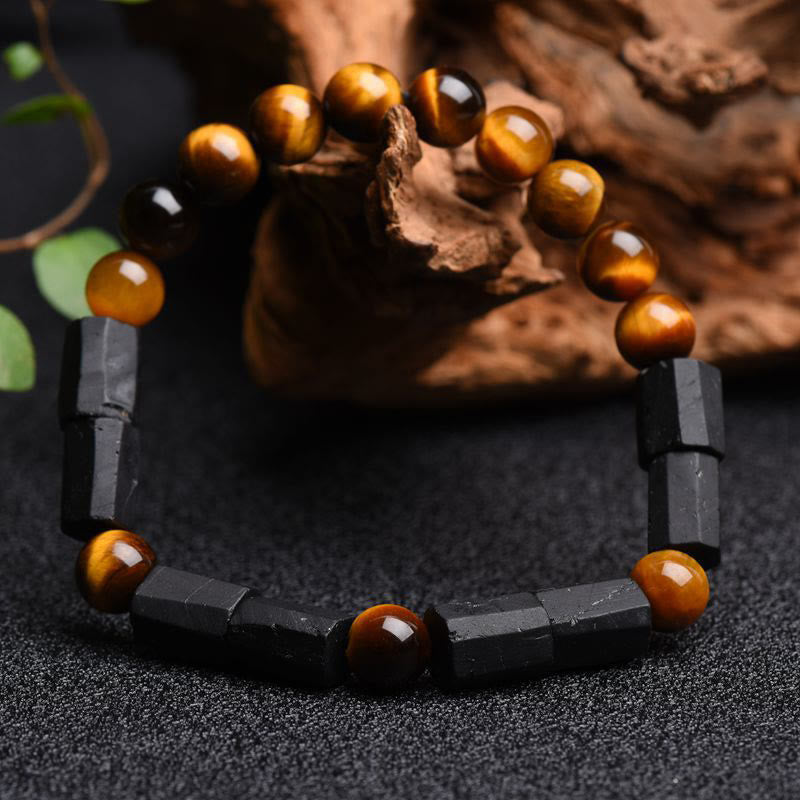 KarmaRipple's Authentic Black Tourmaline Tiger Eye Positive Bracelet p4