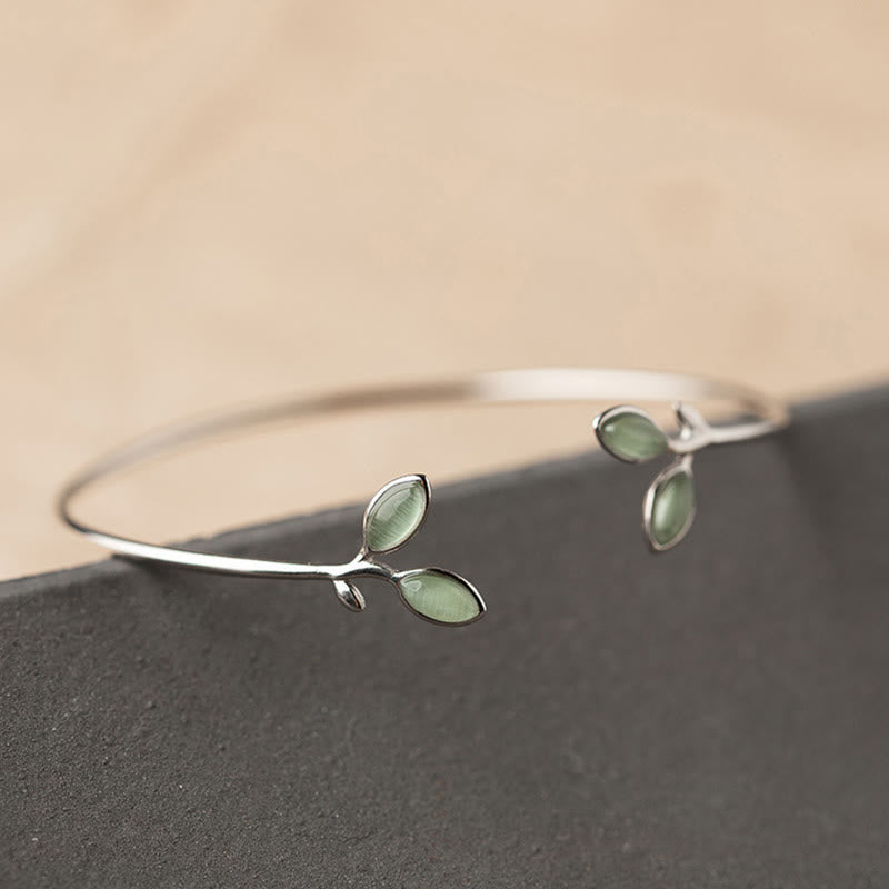 KarmaRipple's Leaf Pattern Cat Eye Support Cuff Bracelet Bangle p7