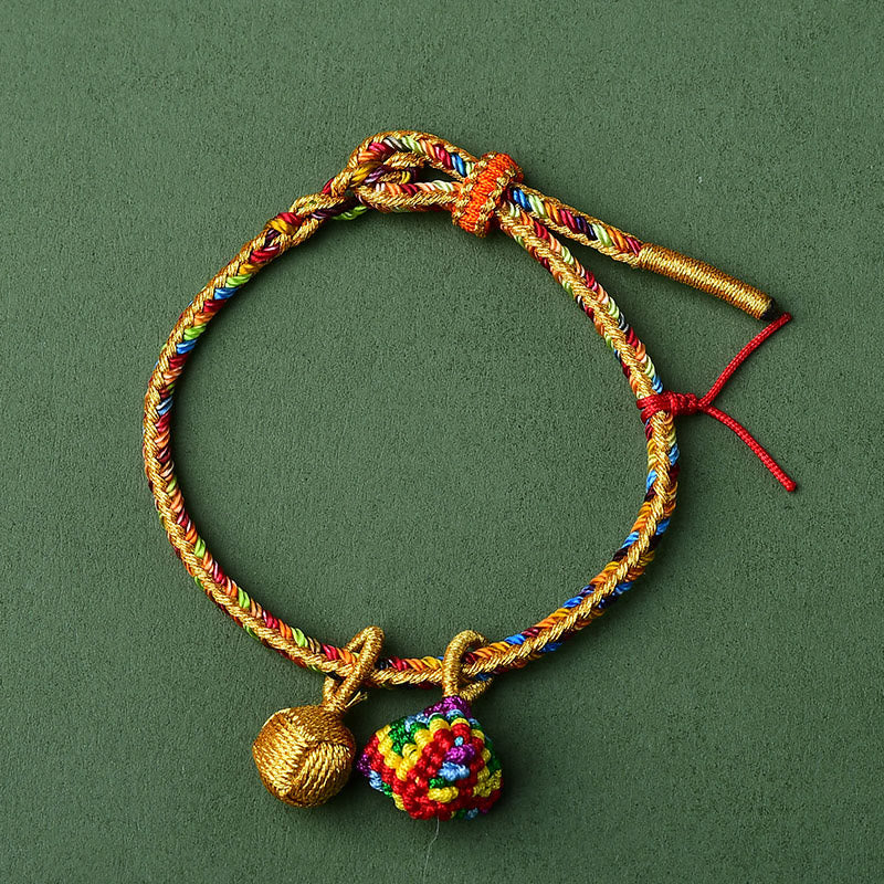 KarmaRipple's Colorful Rope Fortune Handmade Zongzi Golden Ball Talisman Bracelet p29