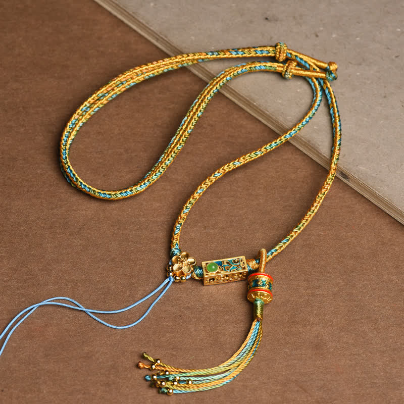 KarmaRipple's Colorful String Bronze Wealth Pendant Necklace p2
