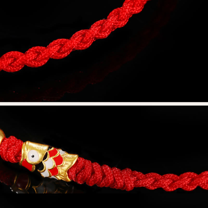 KarmaRipple's 999 Gold Fortune Koi Fish Handcrafted Woven String Bracelet p8