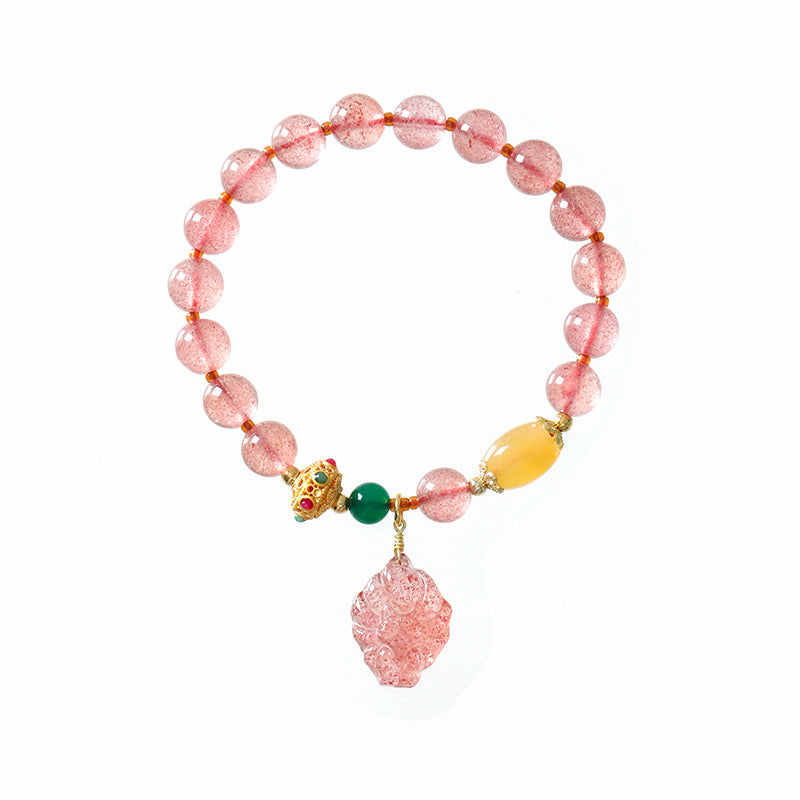 KarmaRipple's Authentic Strawberry Quartz Nine Tailed Fox Balancing Bracelet p12