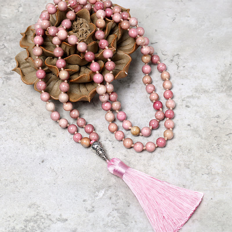 KarmaRipple's 108 Mala Rhodonite Beadwork Yoga Meditation Prayer Beadwork Bracelet p2