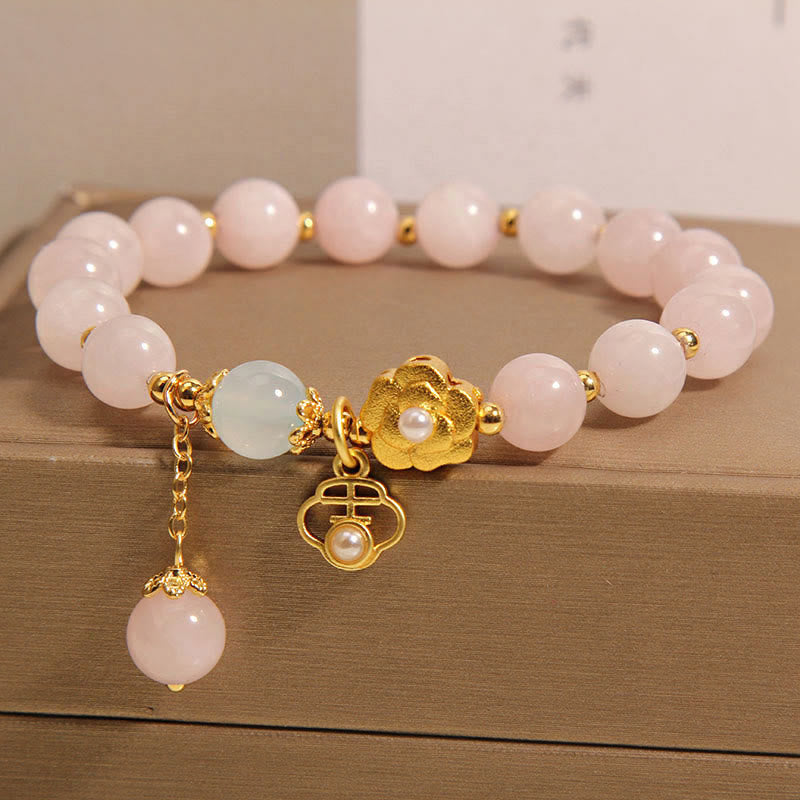 KarmaRipple's Authentic Pink Gemstone Fortunate Flower Warmth Bracelet p2