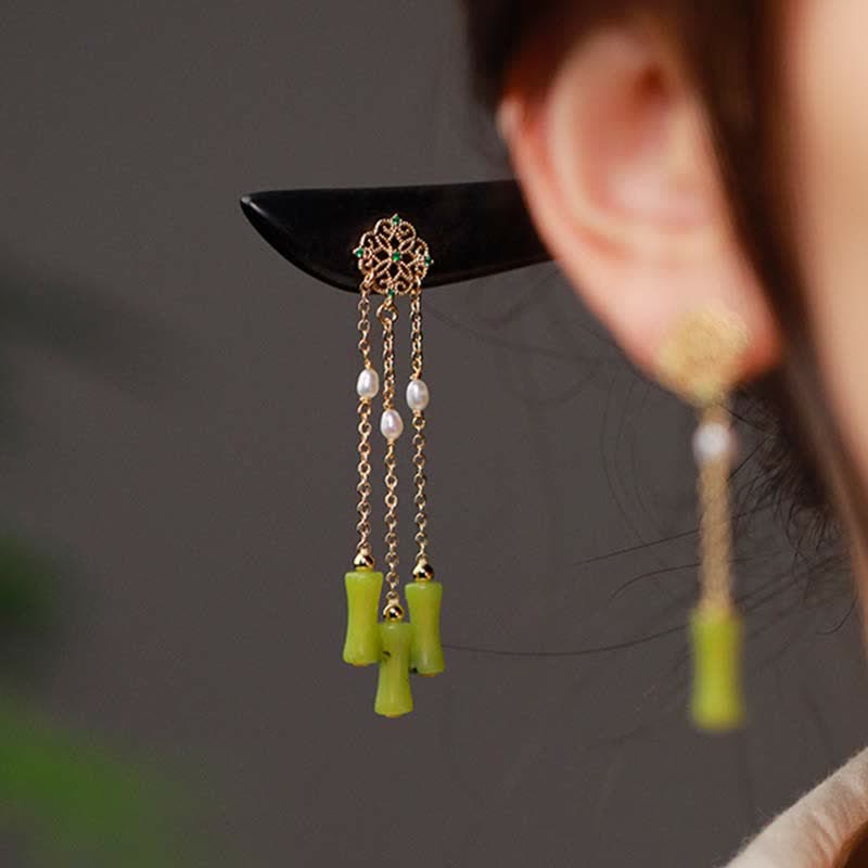 KarmaRipple's Authentic Peridot Ebony Wood Love Tassels Hairpin p4