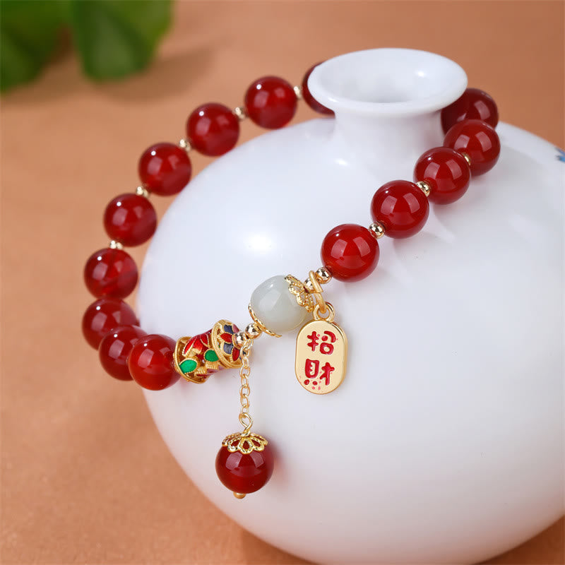 KarmaRipple's Authentic Red Agate Jade Confidence Fortune Blessing Talisman Bracelet p2