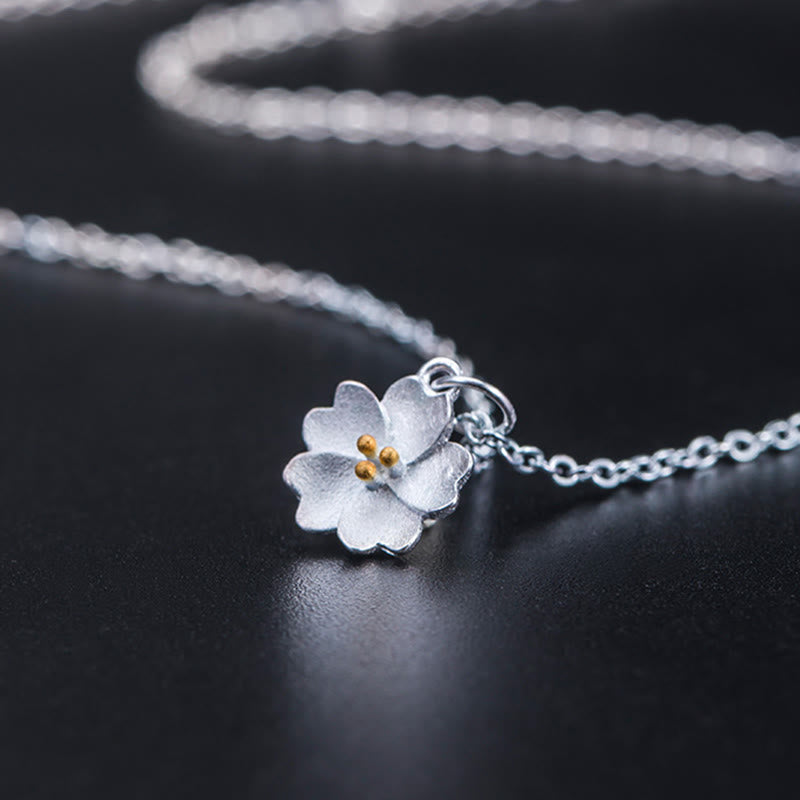 KarmaRipple's 925 Sterling Silver Cherry Blossom Flower Blessing Pendant Necklace p5