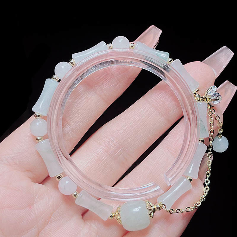 KarmaRipple's Tianshan Ivory Jade Bamboo Pattern Fortune Blessing Bracelet p12
