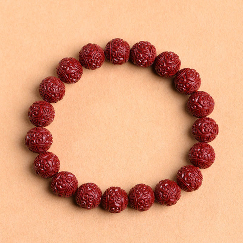 KarmaRipple's Authentic Cinnabar Om Mani Padme Hum Fret Pattern Lotus Blessing Bracelet p4