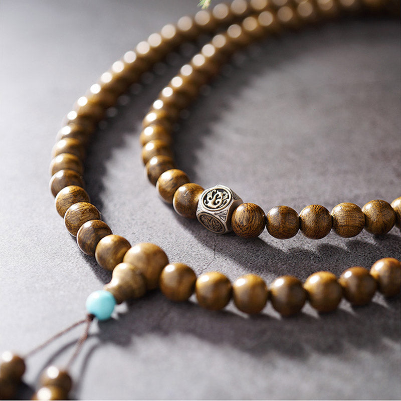 KarmaRipple's 108 Mala Beadwork 999 Gold Brunei Agarwood Heart Sutra Amber Red Agate Strength Meditation Bracelet p21