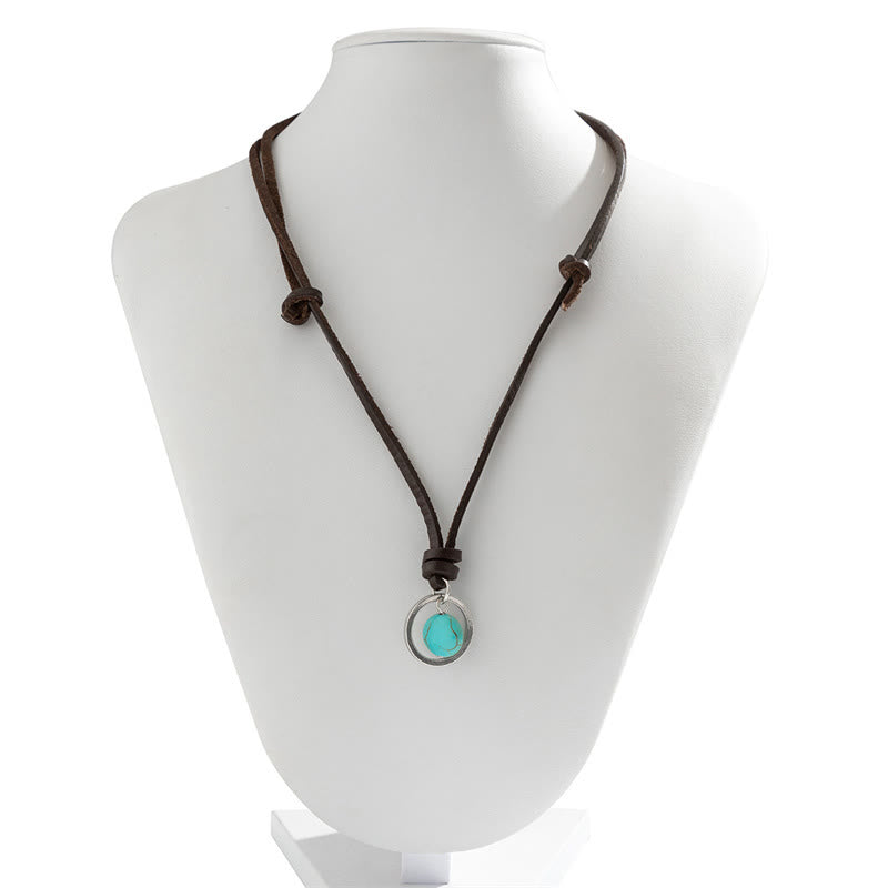 KarmaRipple's Round Turquoise Stone Protection Strength Pendant Necklace p7