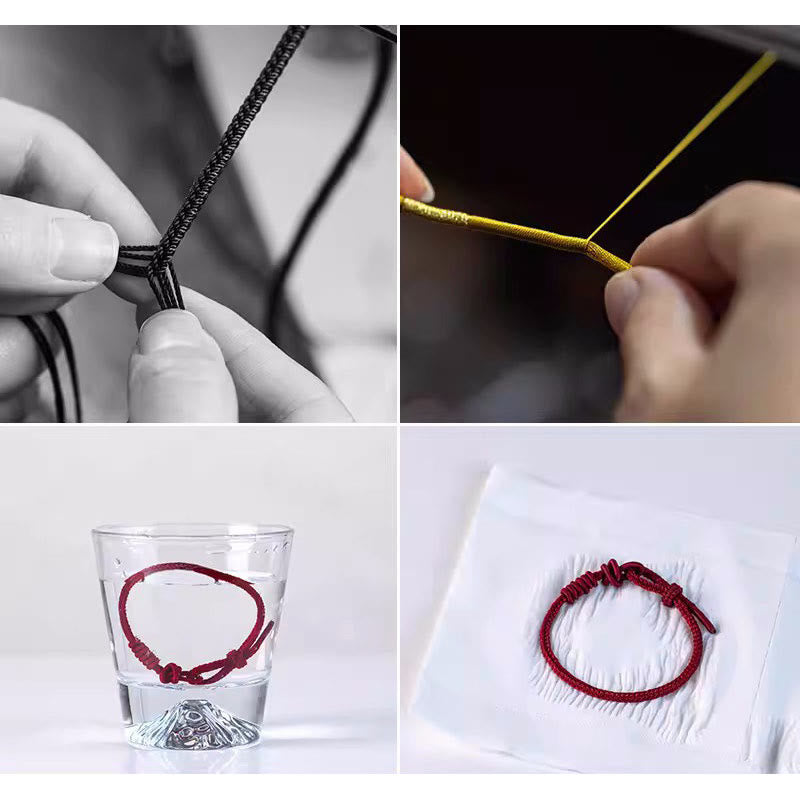 KarmaRipple's Handmade Eight Thread Peace Weave Fu Character Talisman Fortune Happiness Red Rope Bracelet p9