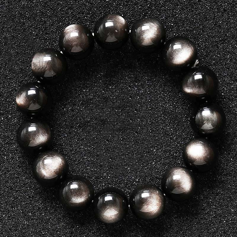 KarmaRipple's Authentic Silver Sheen Obsidian Soothing Protection Bracelet p1