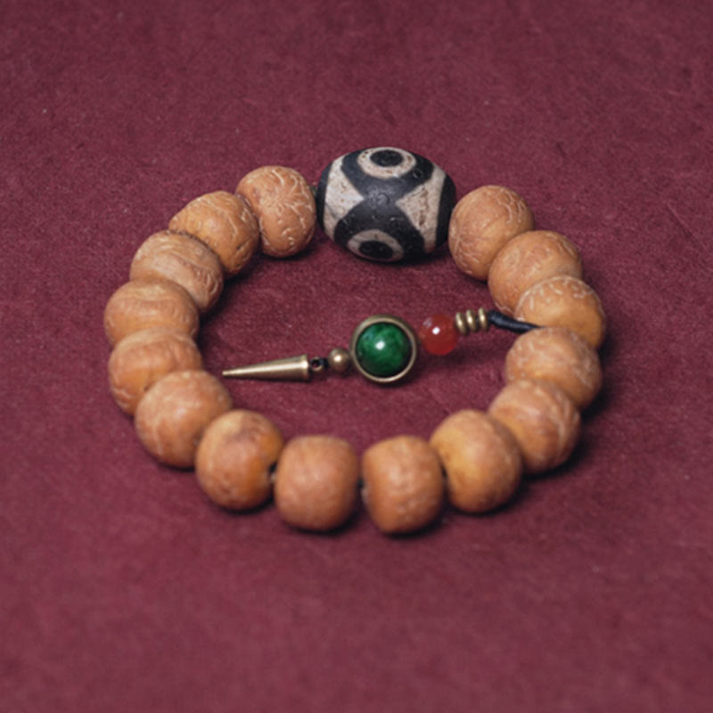 KarmaRipple's Tibet Bodhi Seed Dzi Bead Peace Talisman Wrist Mala Bracelet p8