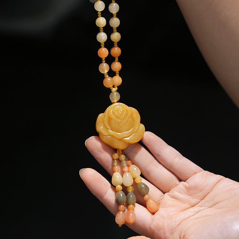 KarmaRipple's Tibetan Golden Silk Jade Wealth Necklace Pendant p6