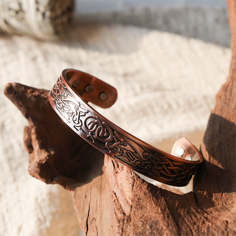 KarmaRipple's Viking Birds Magnetic Bronze Adjustable Cuff Bracelet Bangle p3
