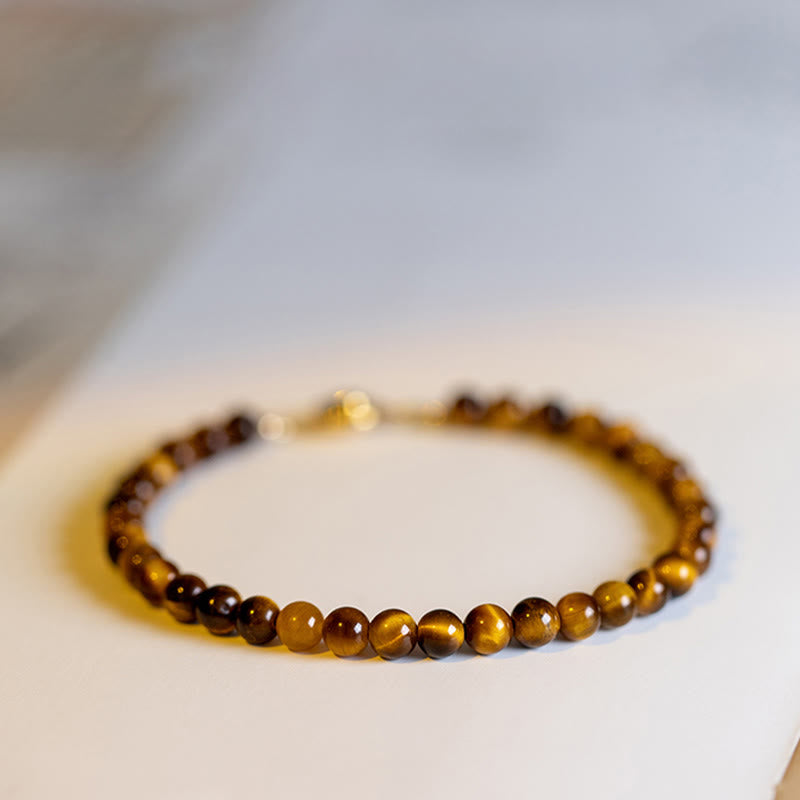 KarmaRipple's 14K Gold Plated Authentic Tiger Eye Stone Courage Protection Bracelet p13