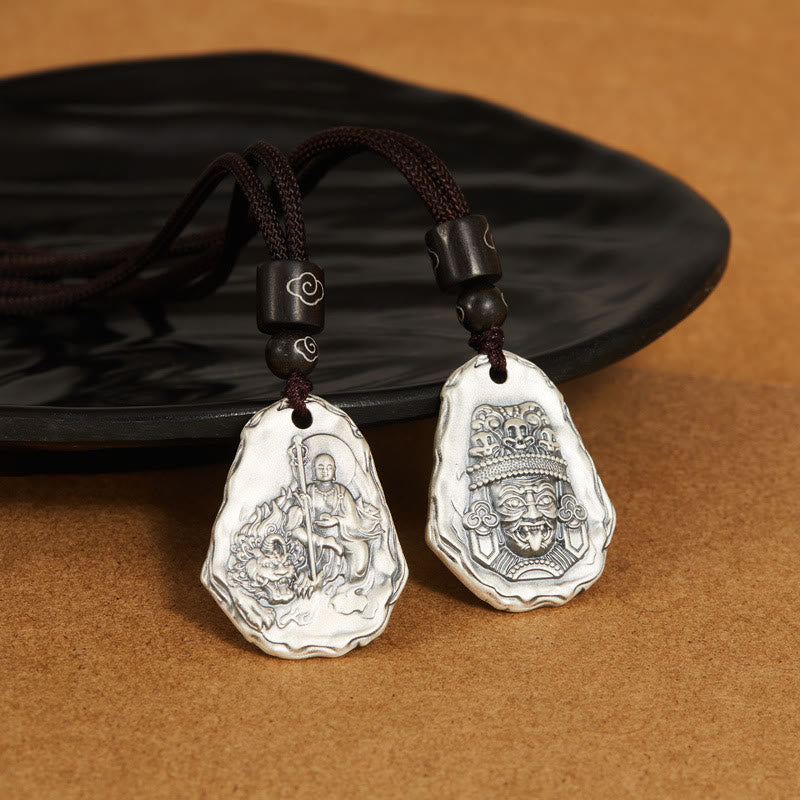KarmaRipple's 999 Sterling Silver Ksitigarbha Buddha Zakiram Goddess Pendant Necklace p5