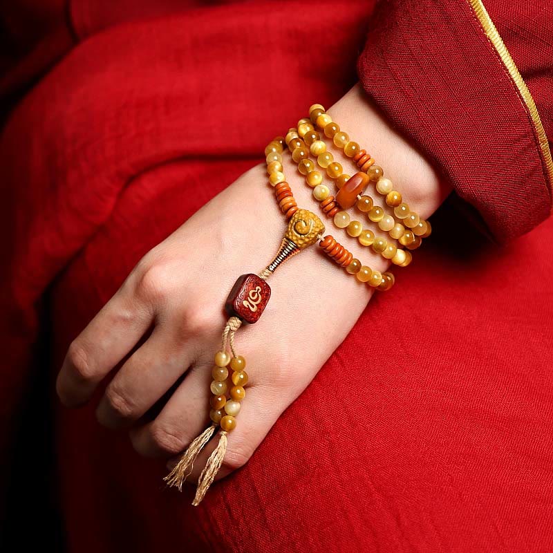 KarmaRipple's 108 Mala Beadwork Authentic Tiger Eye Bronze Dorje Protection Tassel Bracelet p11