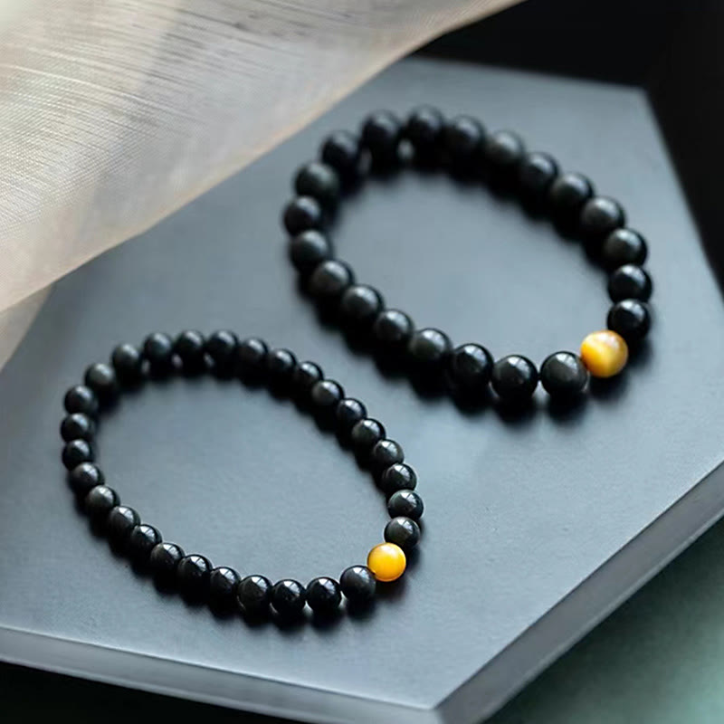 KarmaRipple's Authentic Rainbow Obsidian Tiger Eye Positive Love Bracelet p17