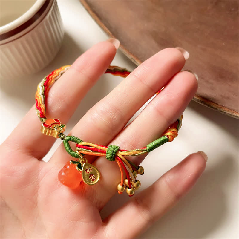 KarmaRipple's Persimmon Red Agate Strength Reincarnation Weave Braid String Bracelet p10