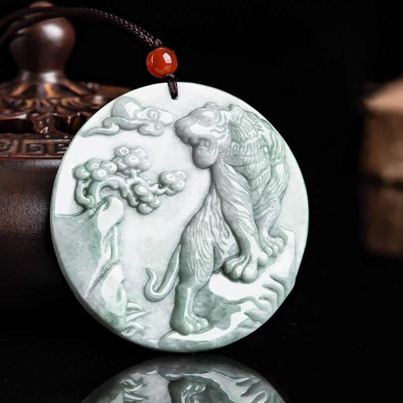 KarmaRipple's Chinese Zodiac Tiger Jade Protection Pendant String Necklace p6
