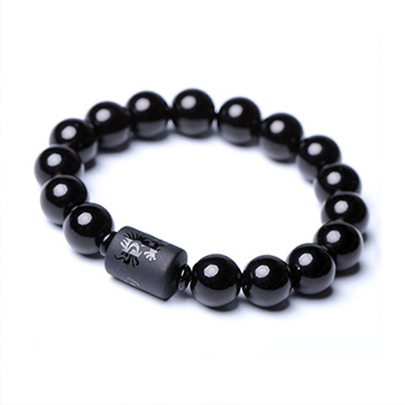 KarmaRipple's Soul Cleansing Black Obsidian Phoenix Dragon Bracelet p1