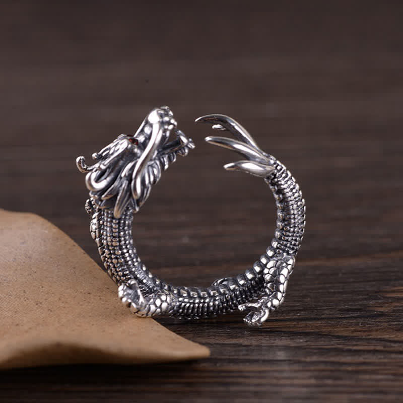 KarmaRipple's 925 Sterling Silver Dragon Fortune Protection Ring p2