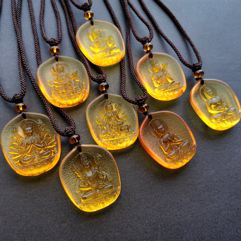 KarmaRipple's Chinese Zodiac Natal Buddha Blessing Liuli Gemstone Compassion Pendant Necklace p9