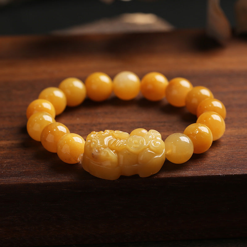 KarmaRipple's Golden Silk Jade Pixiu Wealth Bracelet p1