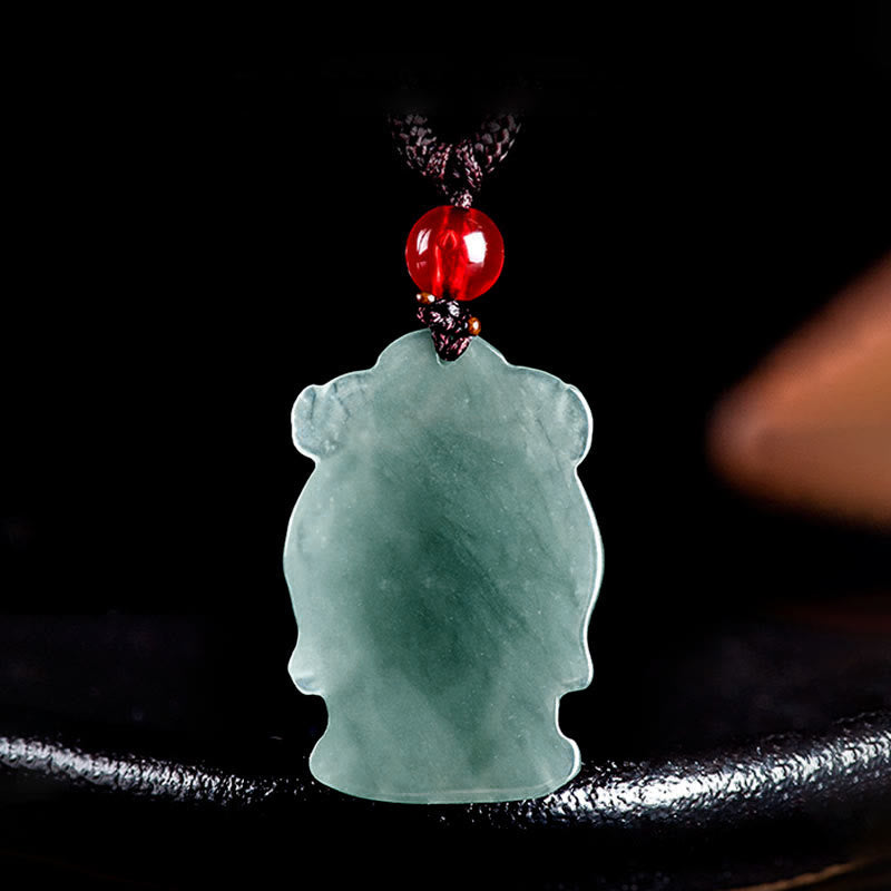KarmaRipple's Authentic Green Jade Chinese God of Wealth Caishen Ingot Abundance Pendant Necklace p3