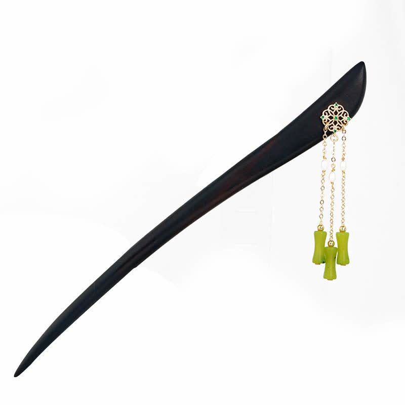 KarmaRipple's Authentic Peridot Ebony Wood Love Tassels Hairpin p8