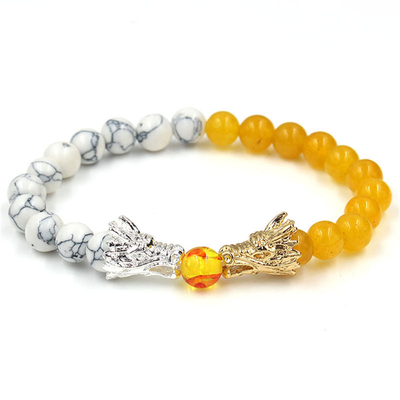 KarmaRipple's Ivory Turquoise Lava Rock Dragon Blessing Beaded Bracelet p15