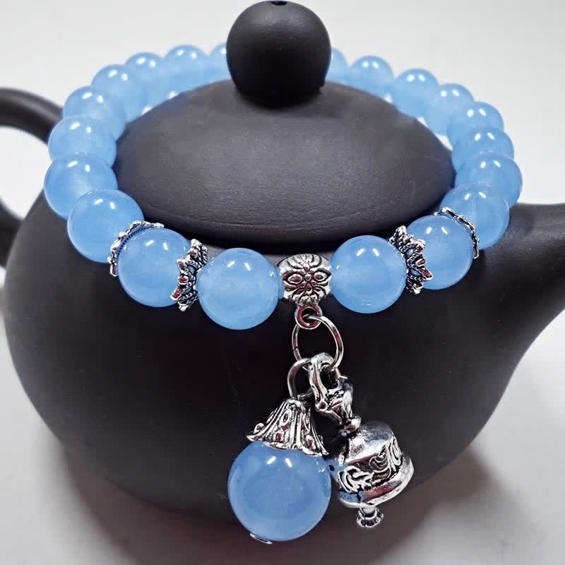 KarmaRipple's Vintage Gemstone Chalcedony Stone Energy Beaded Bell Talisman Bracelet p11