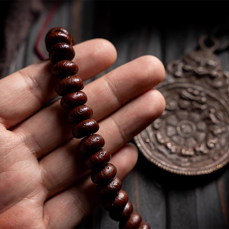 KarmaRipple's Authentic Tibet 108 Mala Beadwork Purple Bodhi Seed Hetian Cyan Jade Bronze Dorje Peace Bracelet p18