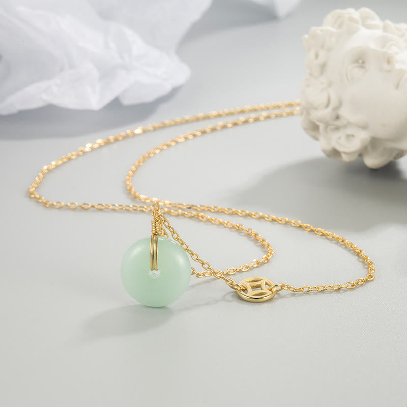KarmaRipple's Jade Fu Character Bronze Coin Peace Buckle Abundance Pendant Necklace p1