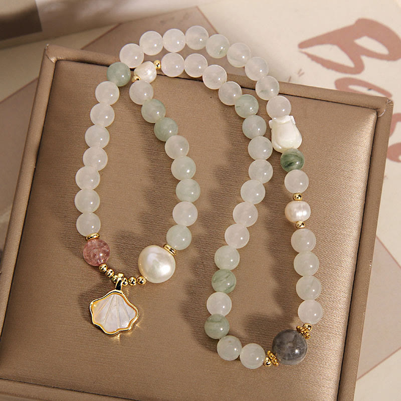 KarmaRipple's Double Layer Jade Shell Fortune Bracelet p7