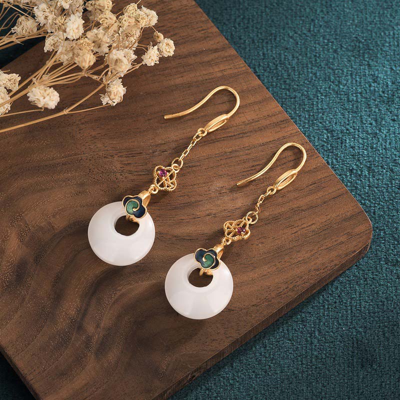 KarmaRipple's FengShui Ivory Jade Blessing Drop Earrings p14